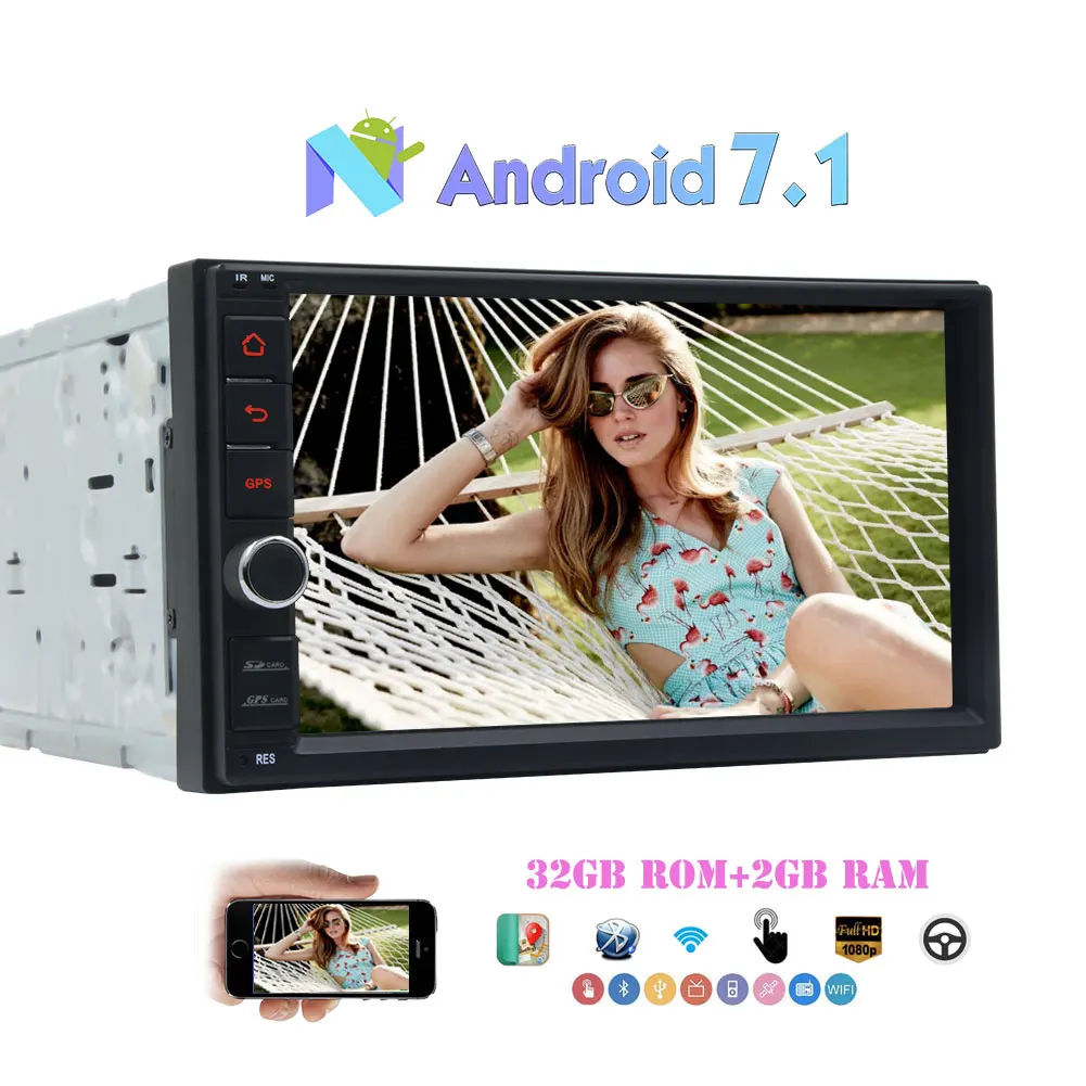 2 din android 7 1 2din универсальный автомобильный Радио Авто Doppio Lettore di Navigazione gps в тире ПК