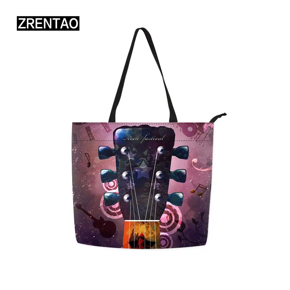 Музыка печати женщина большая сумка для покупок ткань Оксфорд Портативный