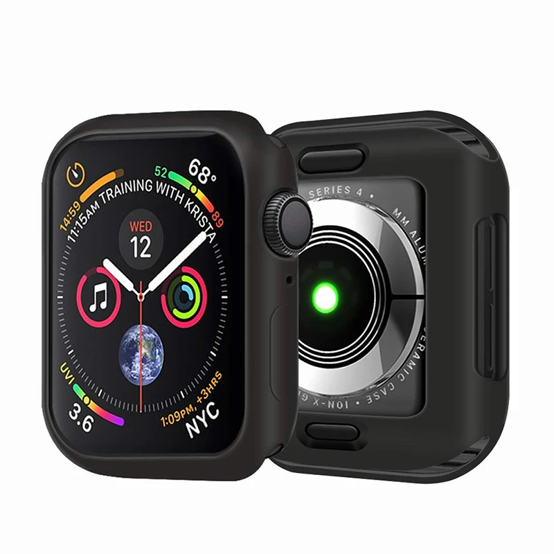Мягкий силиконовый чехол для Apple Watch 3 2 1 42 мм 38 полная защитная оболочка iWatch 4 5 6 SE 40