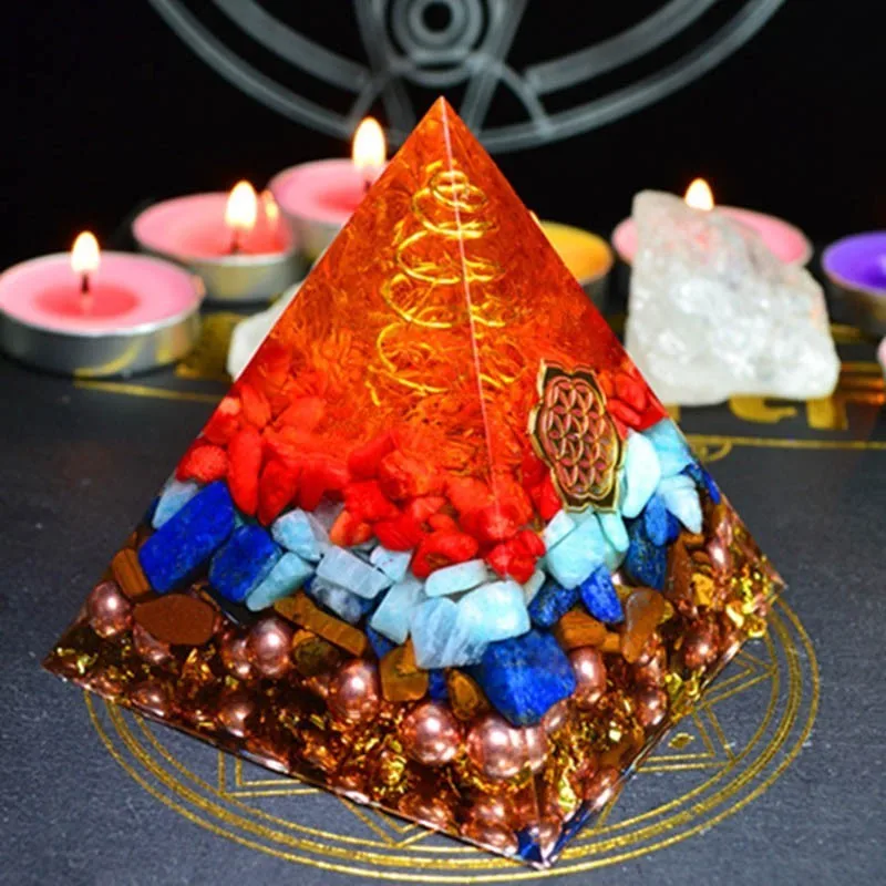 Natural Spar Orgonite Pyramid Ornaments Orgone Energy Converter Aura Chakra Stone That Changes The Magnetic Field Of Life Gift
