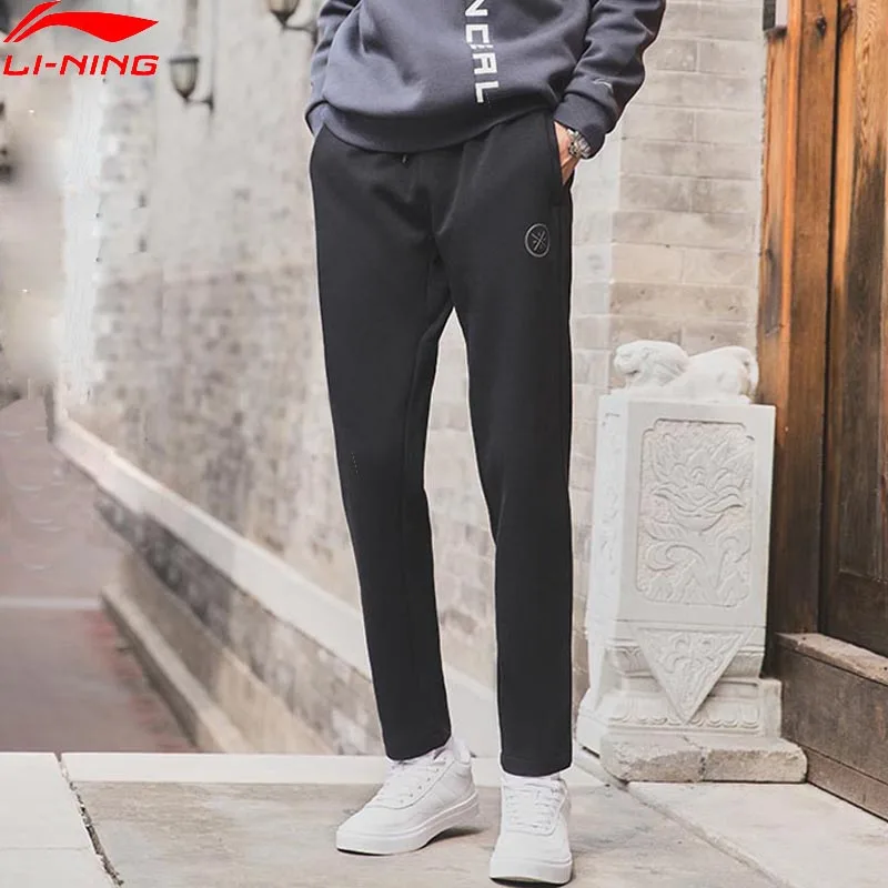 Li Ning мужские спортивные штаны серии Wade из 66% хлопка и 34% полиэстера удобные AKLN905