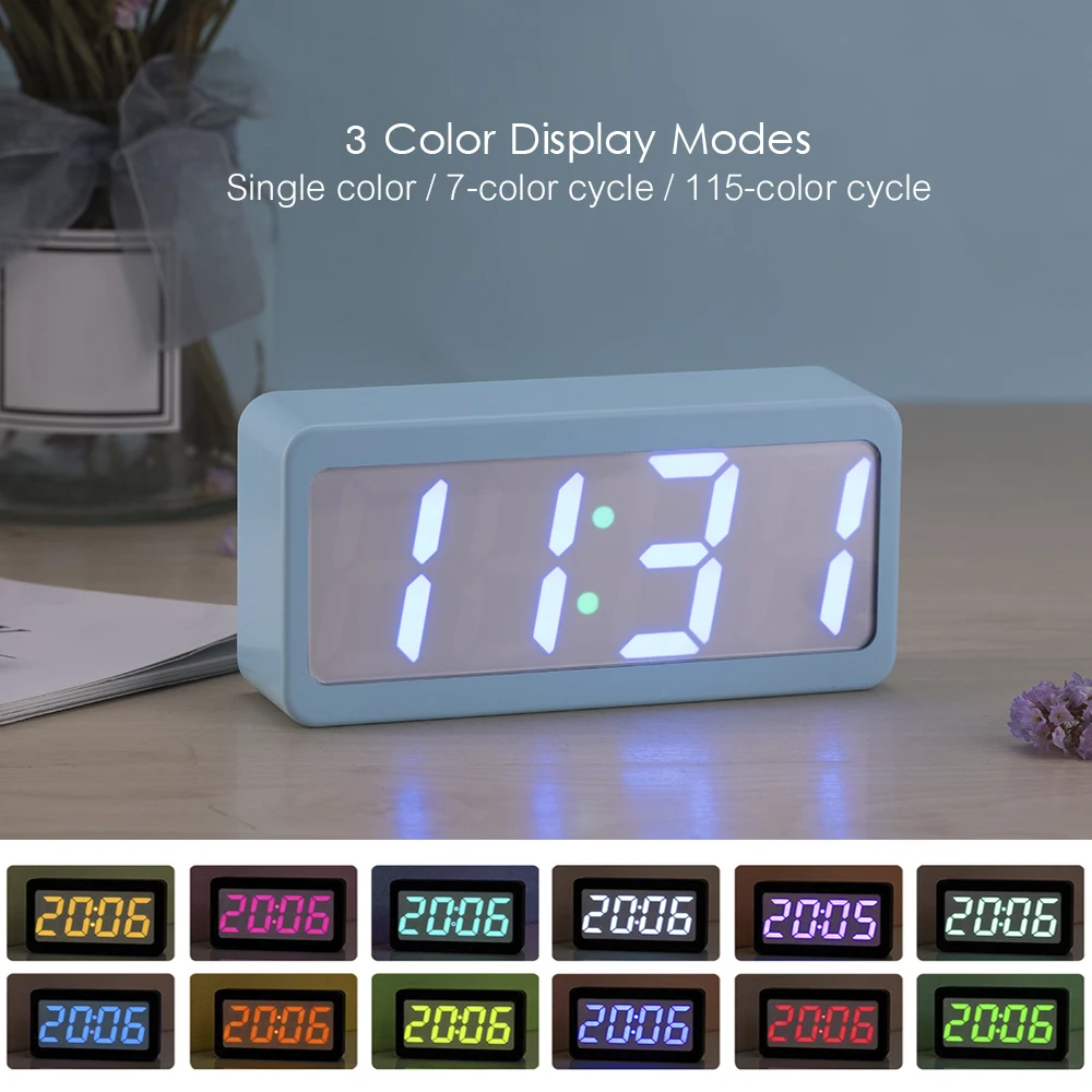 Двойной источник питания цифровой RGB светодиодный Настольный будильник