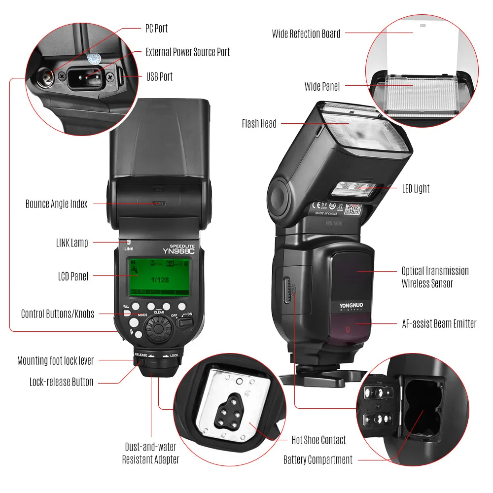 Беспроводная вспышка YONGNUO YN968N YN968C TTL для Nikon D5600 D7100 Canon 650D 100D 1100D Вспышка Speedlite |