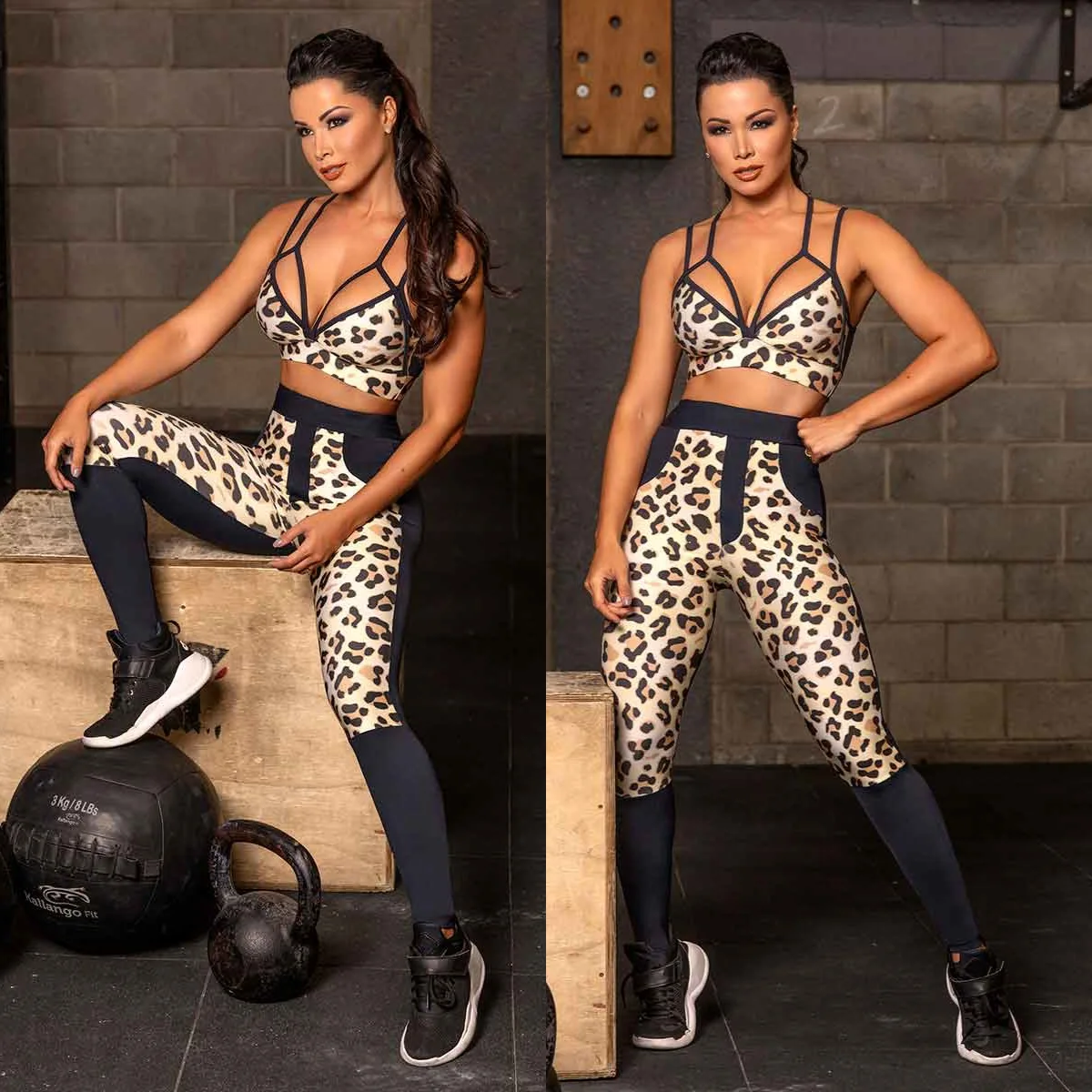 Youthreadyv Леопардовый качественный Женский комплект из 2 предметов для йоги женский