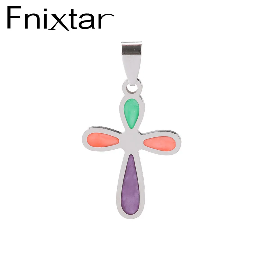 Fnixtar из нержавеющей стали Крест Эмаль Подвески для изготовления ювелирных
