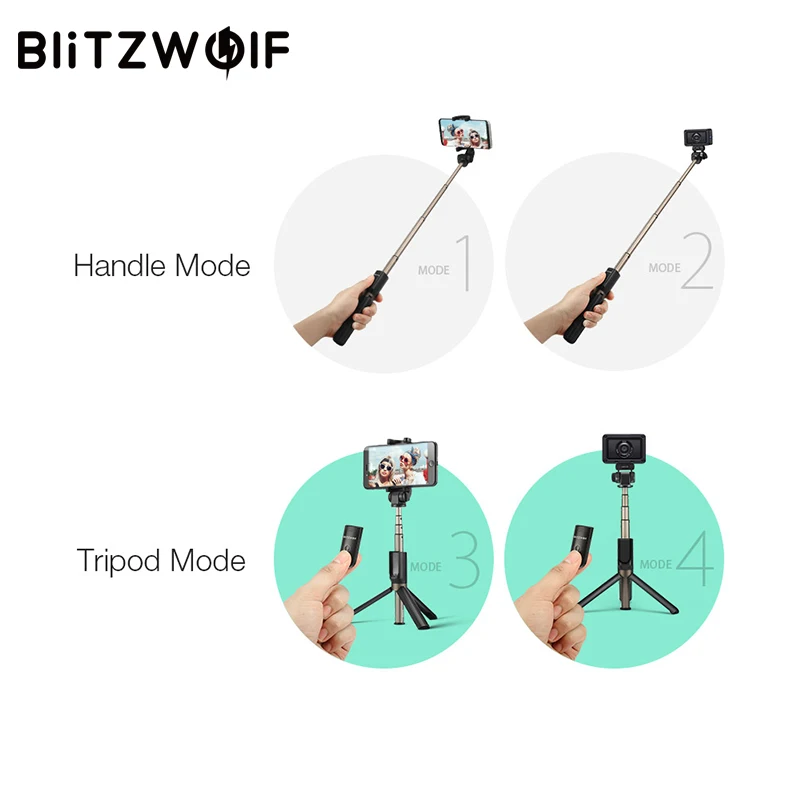 Штатив для камеры BlitzWolf 4 в 1 селфи Палка с bluetooth Беспроводной монопод Gopro 5 6 7