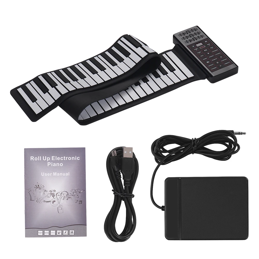 

Портативное электрическое рулонное пианино с 88 клавишами, многофункциональная цифровая клавиатура для пианино, динамик, перезаряжаемая ли...