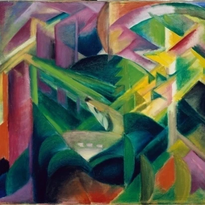 Олень в монастыре плакат с изображением сада печать Франца Марка (18x24)|Таблички и