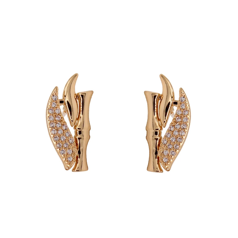 99 CARATS Europeans and Americans Golden Small Cute Bamboo Leaf Ear Nails For Women Free Shipping