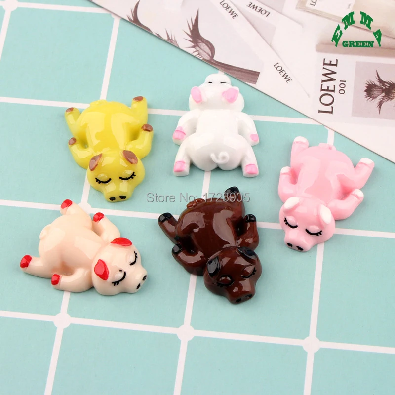 Рождественские поделки Lazy Pig из смолы кабошон с плоским основанием милые