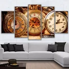 Модульная рамка холст HD печать плакат домашний декор настенное искусство 5 шт. разделение времени картины ретро карманные часы картина