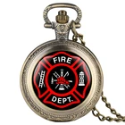 Уникальные кварцевые карманные часы пожарного отдела, подвеска на ожерелье, повседневные мужские часы, цепные часы, подарки для пожарного