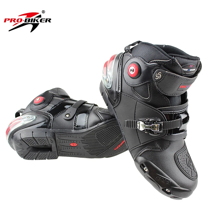 High-quality PRO-BIKER A9003 Motorcycle Riding High Ankle Racing Boots BIKERS Leather Race Motocross Motorbike Riding Shoes