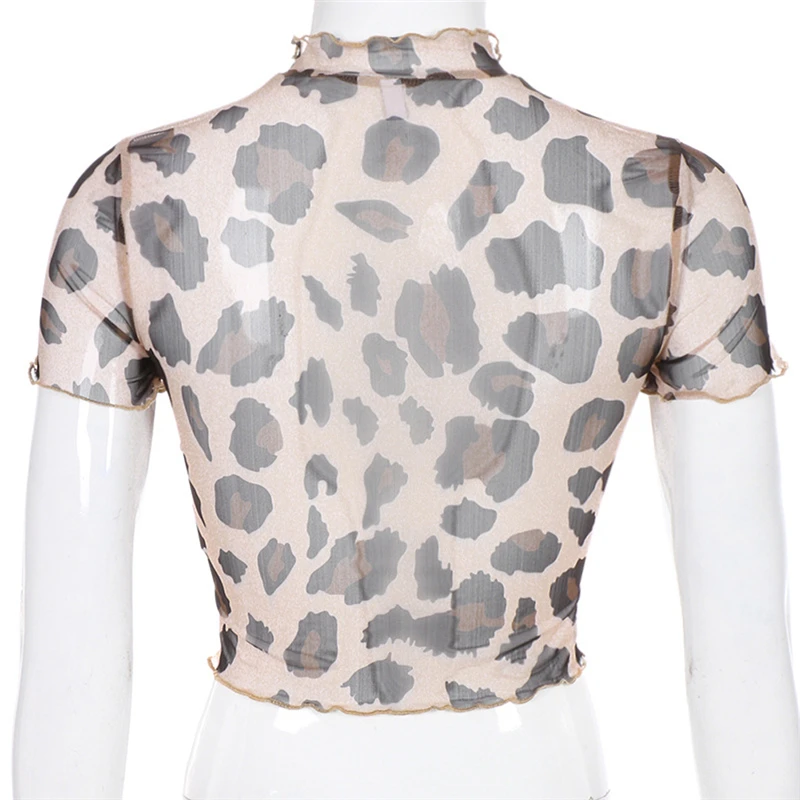 Модный женский для леди с леопардовым принтом свободные коротким рукавом о