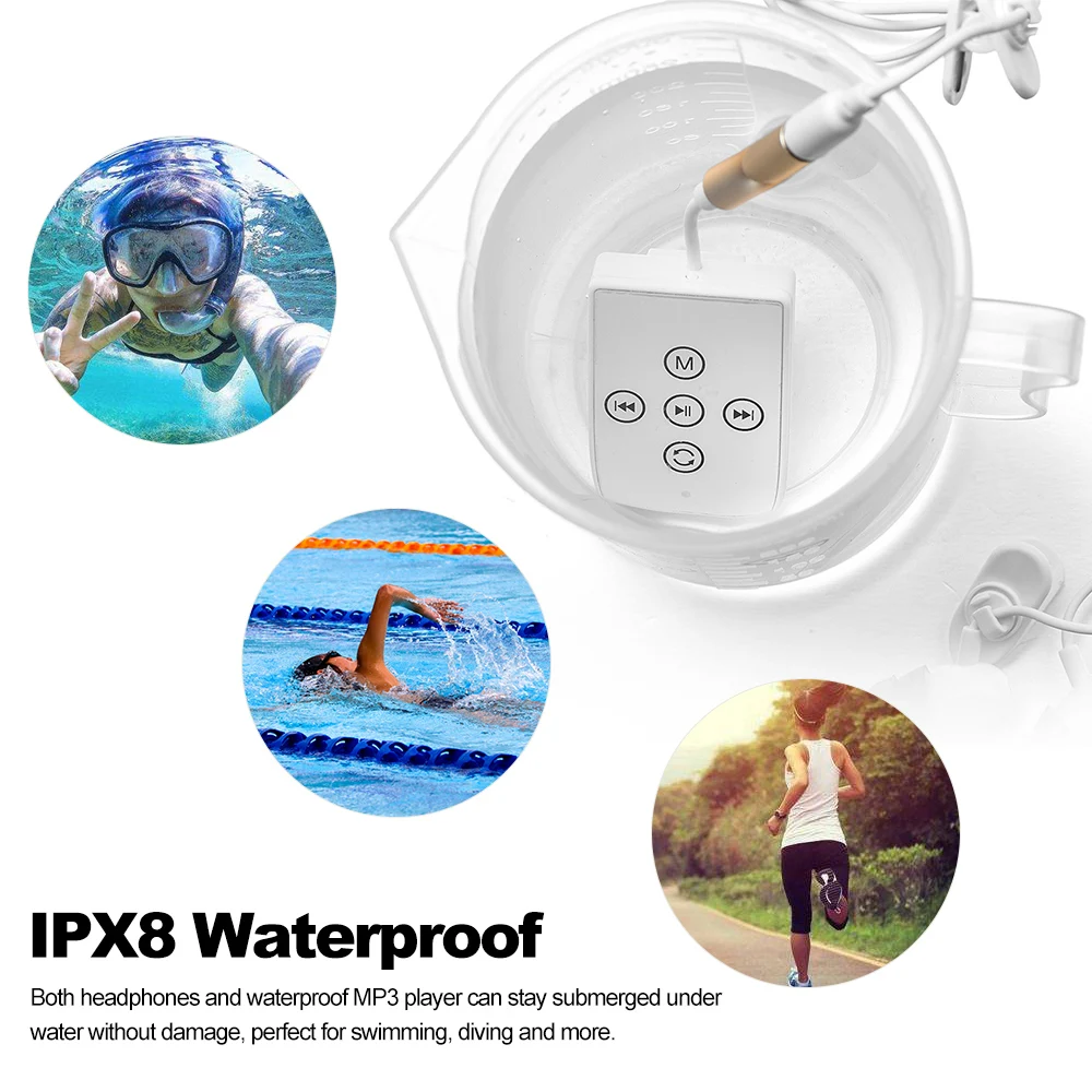 4 Гб mp3-плеер IPX8 водонепроницаемый спортивный музыкальный плеер для плавания бега