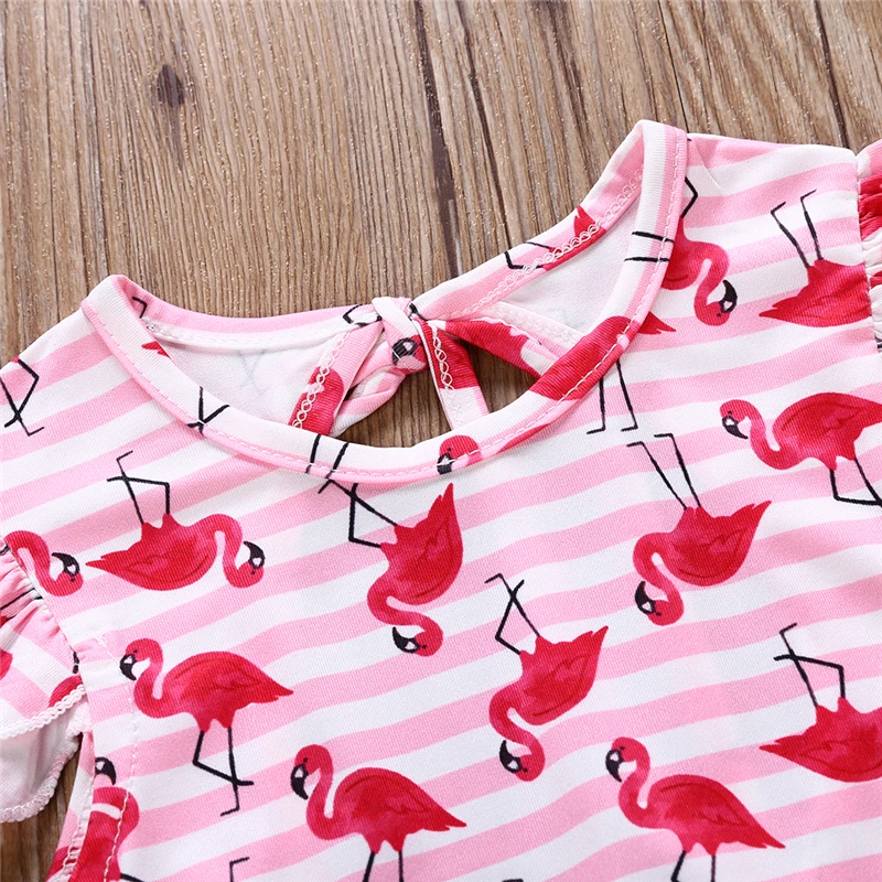 Милая купальная одежда с фламинго для девочек 2018 г. цельный купальный костюм