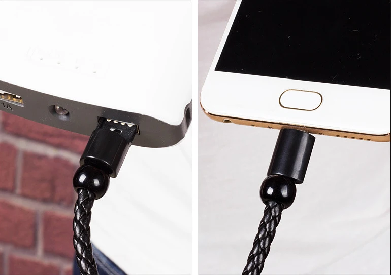 LEORY Открытый Портативный кожаный мини микро USB браслет зарядное устройство Дата