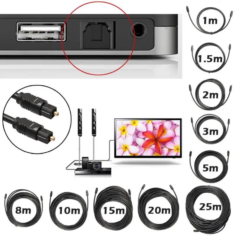 Позолоченный оптический кабель SPDIF 1 м 25 цифровой волоконно Аудиомагнитола штырь