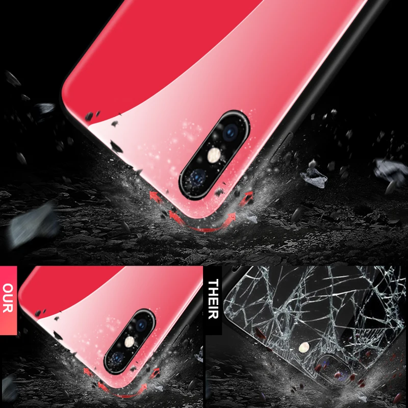 Градиентный чехол из закаленного стекла для телефона iphone x xs max xr 8 7 6 6s plus 5 5S Мягкий