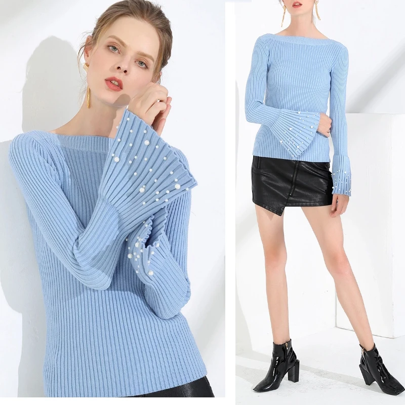 Deat 2019 Autumn Winter New Arrivals Sexy Best Pullover Long pagoda Sleeve Rayon For Women Knitted Sweaters Corean Style MC019 | Женская