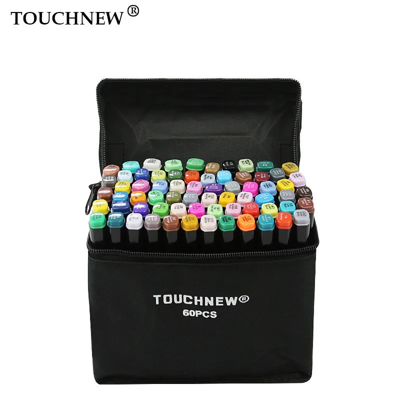 Набор маркеры TOUCHNEW, 40/60/80/168 цветов, двусторонние маркеры на спиртовой основе для рисования аниме и сктечинга, с 6 подарками