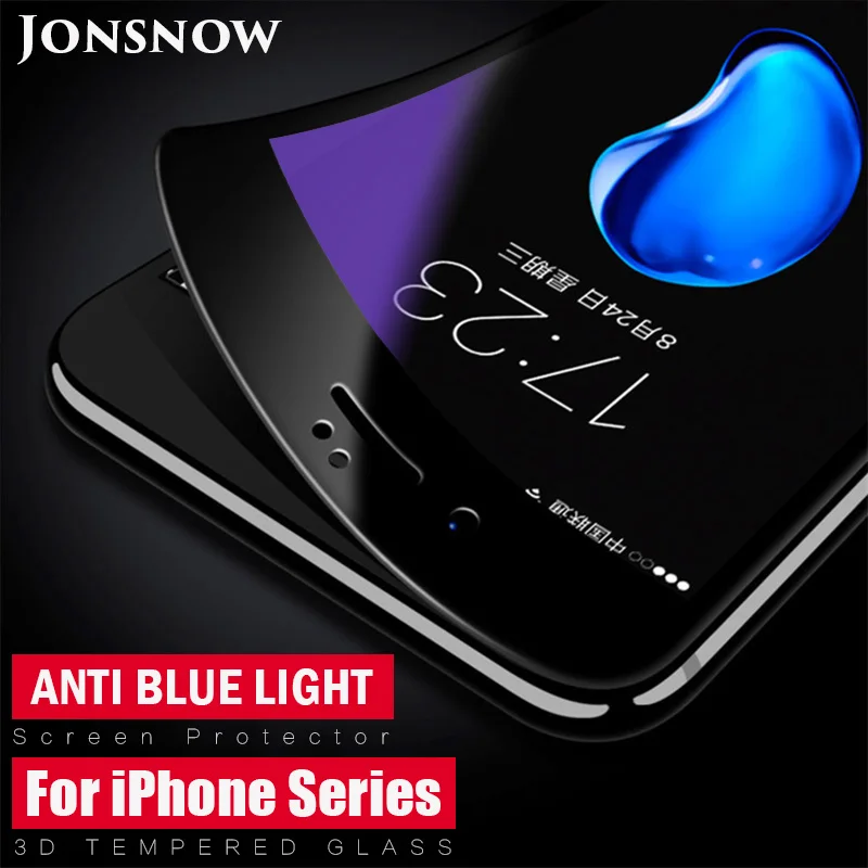 Закаленное 3d стекло для iPhone 6S 7 8 Plus XS XR защита экрана с защитой от синего света