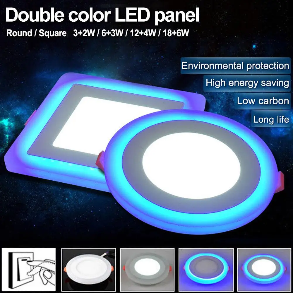 

Dual Color Acrylic LED Recessed Ceiling Panel Down Lights Ultra Slim Lamp for Indoor Office Restaurant