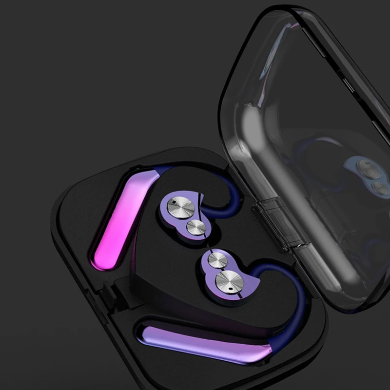 2 шт. беспроводная Bluetooth гарнитура Tws Двусторонняя стерео Висячие Наушники Тип 5 0