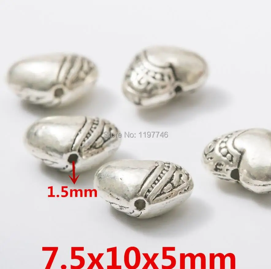 Silver Beads for Jewelry making 10pcs Metal Small Hole Heart Flower Charms Round Spacer Bracelets | Украшения и аксессуары