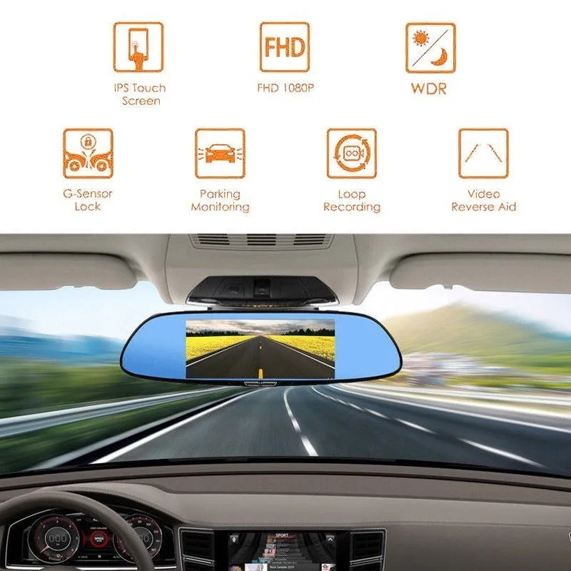 HD 1080P двойной объектив 7 ''авто зеркало заднего вида камера Регистратор