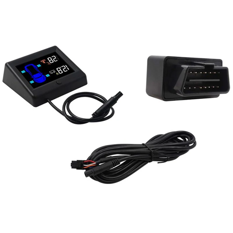 Obd Tpms Car Tire Pressure Monitoring System 3Inch Lcd Display Sensor For V w Toyota Suv Temperature Warnin | Автомобили и