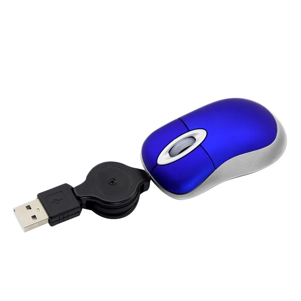 Проводная компьютерная мышь Mini Kids Mause Gaming 1600 dpi Втягивающийся шнур 3 кнопки