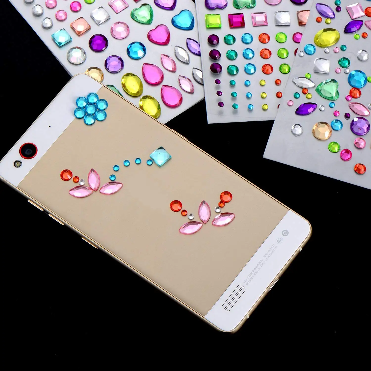 Самоклеящиеся стразы наклейки Bling Craft Jewels стикеры разных размеров 5 листов |