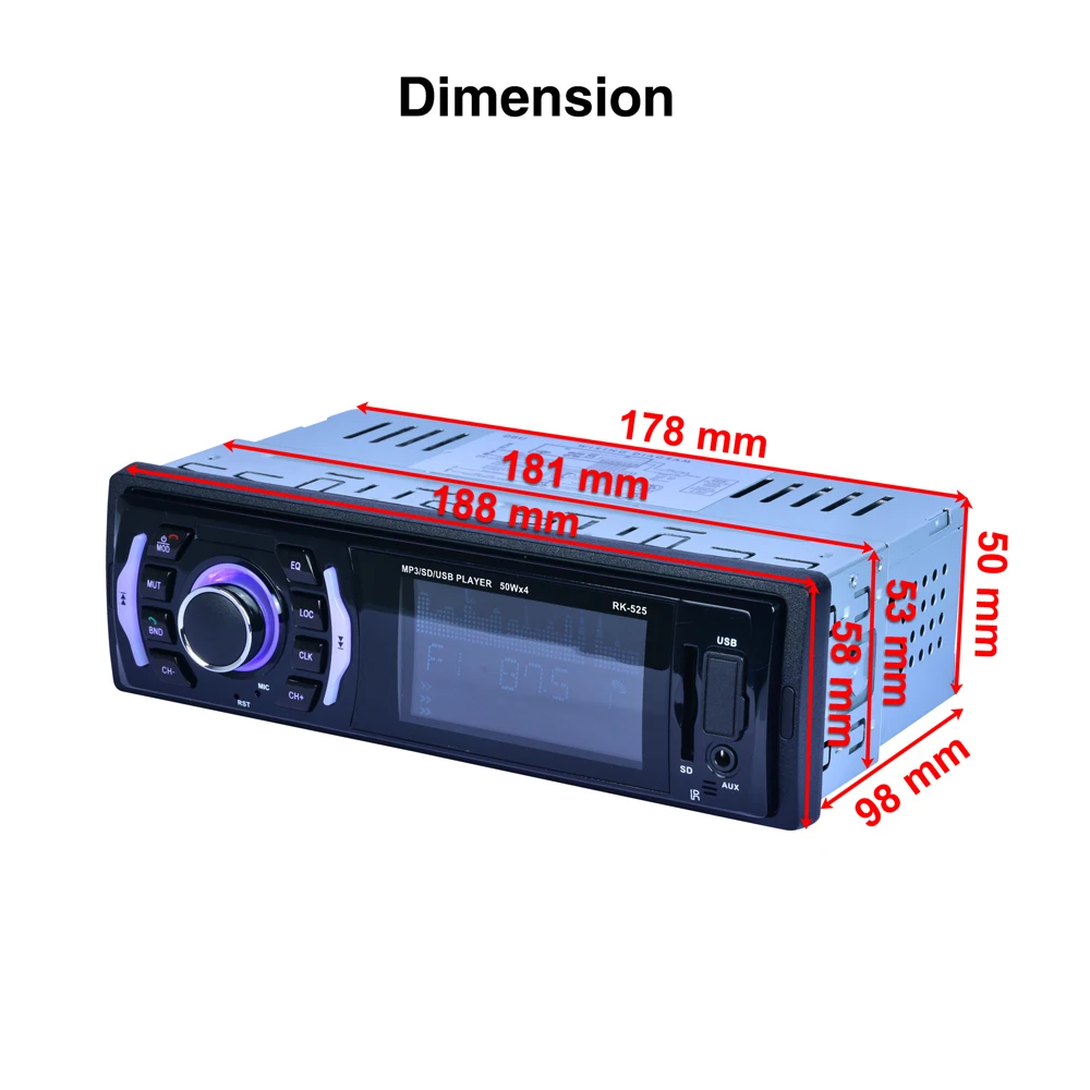 Подсветка Фиксированная панель Автомобильный MP3 плеер BT FM радио DC12V USB AUX SD