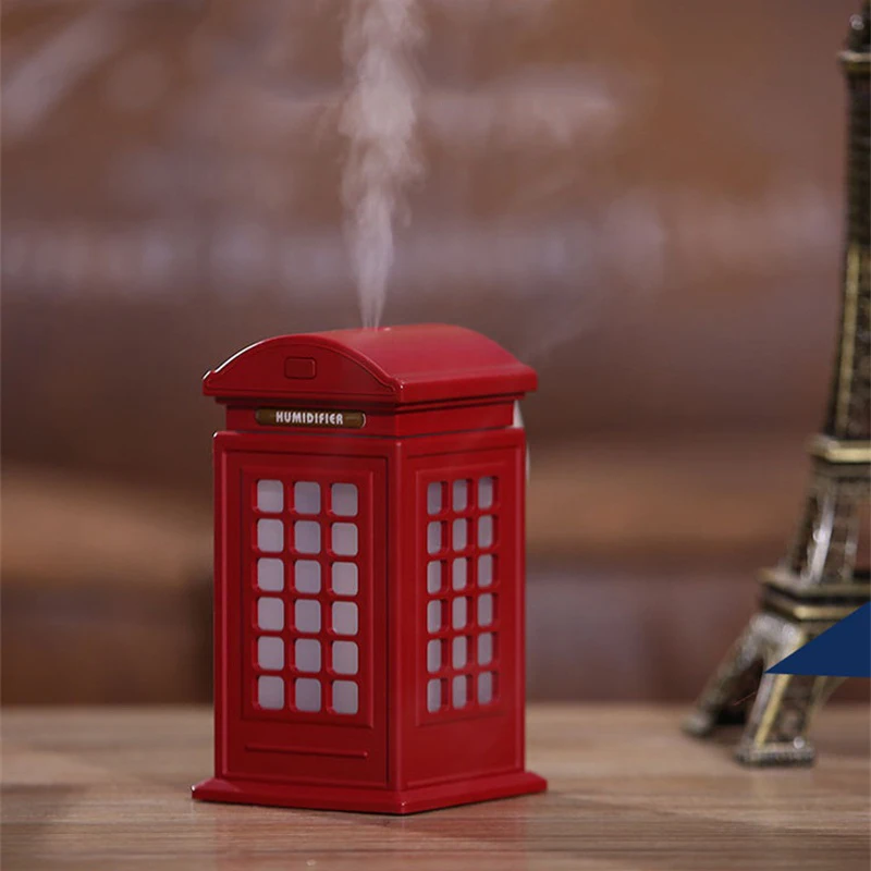DC 5V USB Air Humidifier Aromatherapy Essential Oil Diffuser with LED Light Telephone Booth Shape Ultrasonic Cool Mist Maker | Бытовая