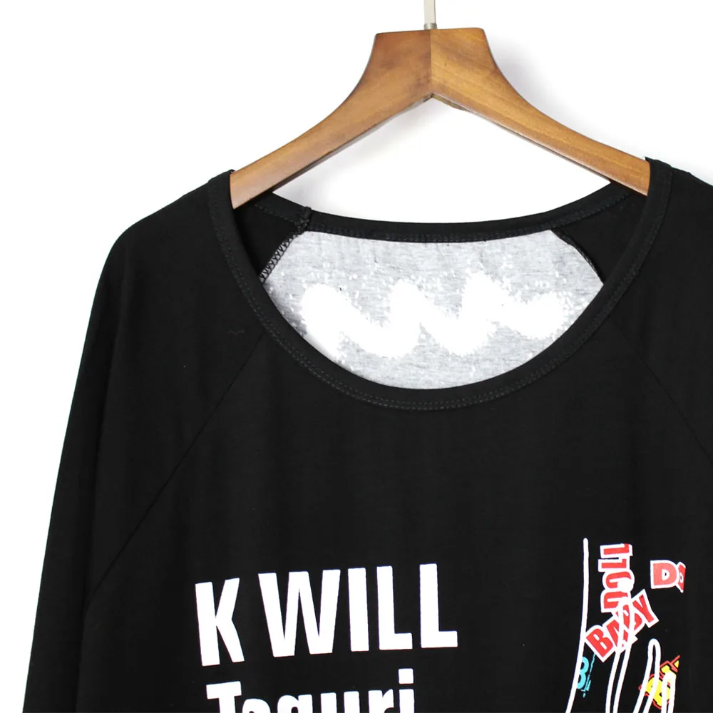 Весна Высокая уличная мода плюс размер Свободная Женская футболка Parthwork полный