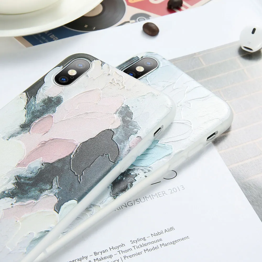 KISSCASE Watercolor Phone Case For iPhone 6 6S 7 8 Plus 5 5S SE X XS MAX XR Embossed Matte Coque |