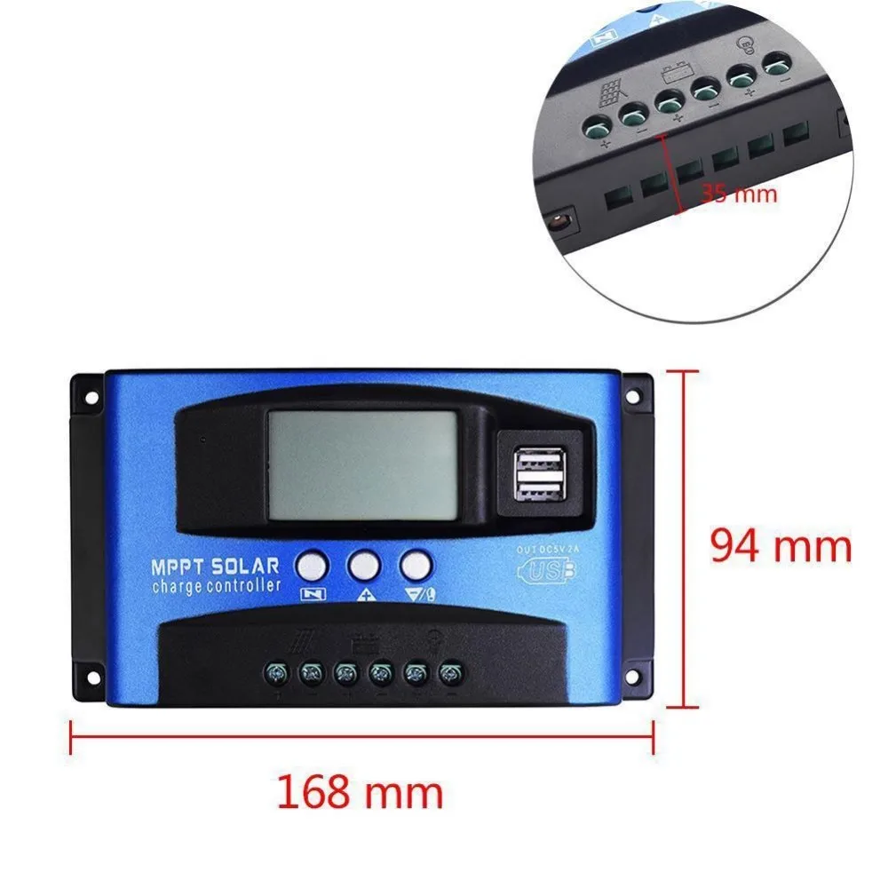 30/40/50/60/100A MPPT Solar Charge Controller With Dual USB LCD Display 12V 24V Auto Focus Tracking Collector Regulator | Инструменты