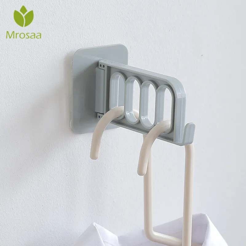 1 Pcs Mrosaa Four-hole Hanger Hooks Household Wall-mounted Punch-free Seamless Storage Rack Paste-type Magic Coat Hook Holder |