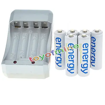 6x AA 3300mAh 1 2 V Ni-MH энергии белого цвета аккумуляторная батарея + зарядное устройство