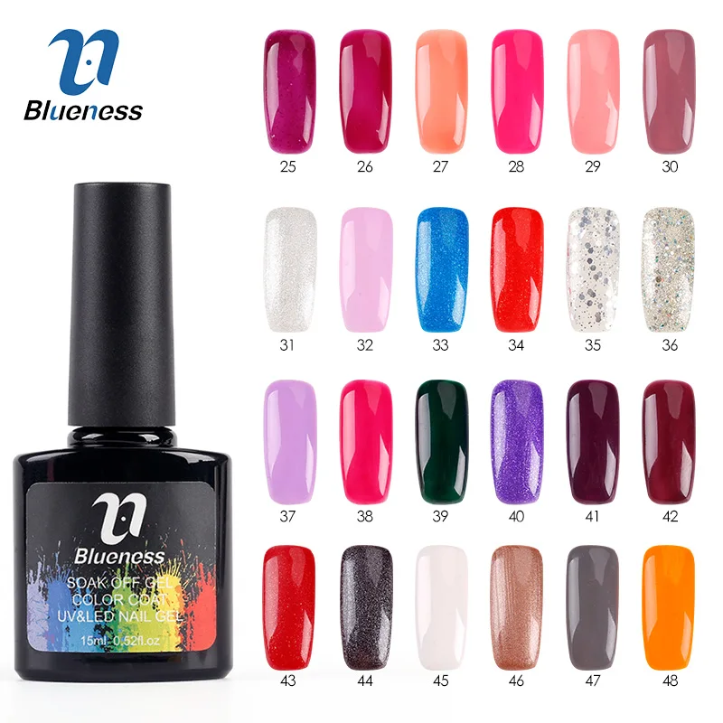 Blueness 24 цвета гель лак для ногтей 15 мл верхнее покрытие основа УФ Высокое качество