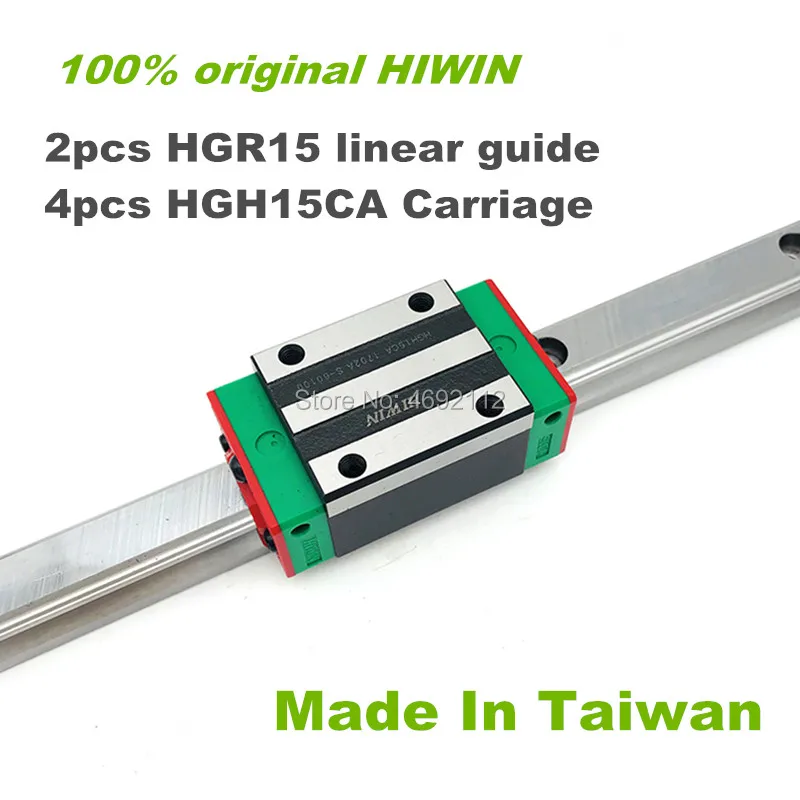 

100% HIWIN linear guide rail 2pcs HGR15 350 400 500 600 800mm linear guide with 4 pcs HGH15CA linear block carriage CNC parts