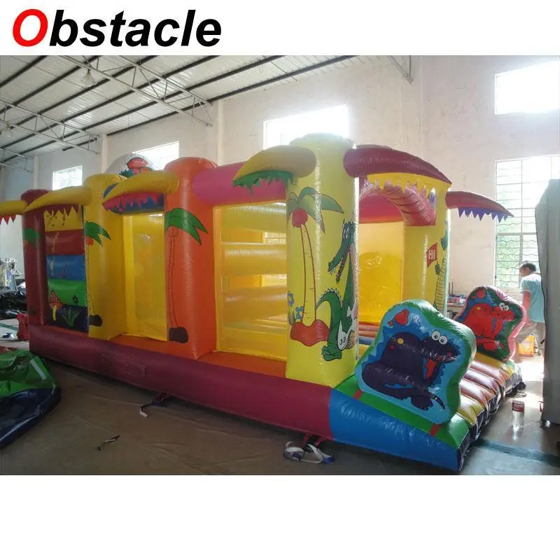 

6.5mL*3.5mW*2.8mH dinosaur park bouncy castle inflatable obstacle combo air trampoline jumping house for children party use