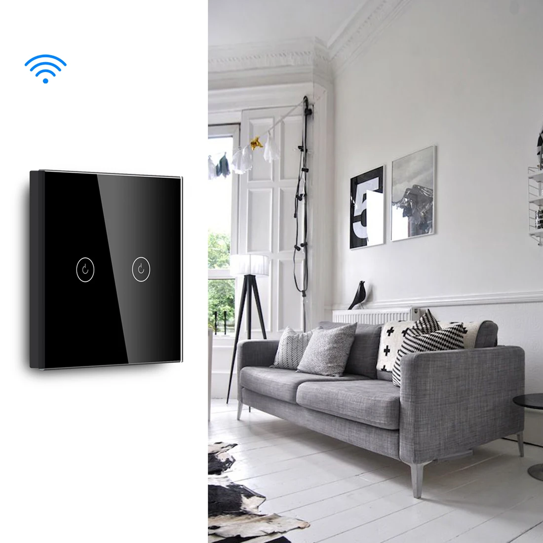 Двухдиапазонный смарт выключатель BSEED с одной линией и Wi Fi стеклянный