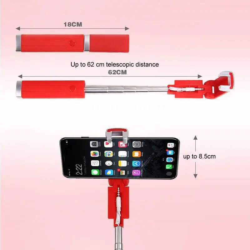 Lipstick Selfie Stick Mini Self Timer Rod Wire Monopod Telescopic Artifact Lever For Mobile Phone Universal | Электроника