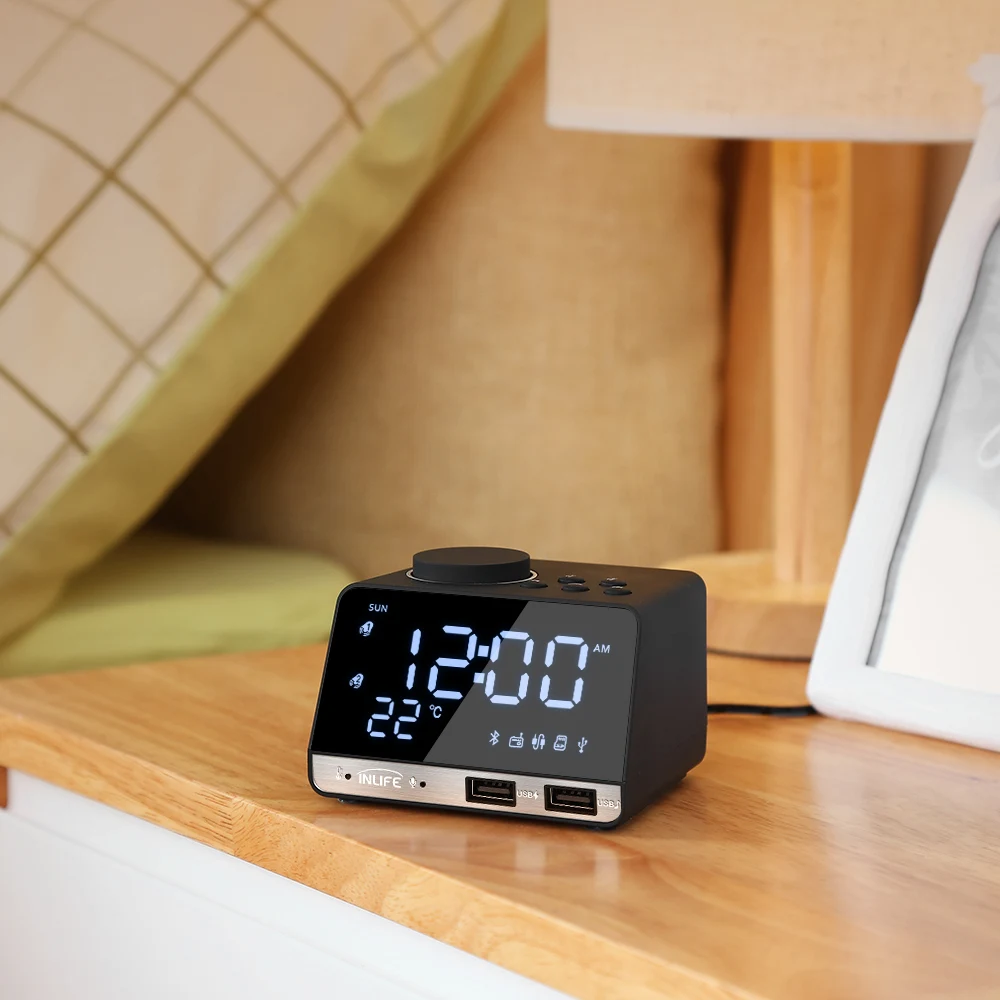 Inlife K11 Bluetooth динамик радио Будильник с USB светодиодный цифровые настольные часы