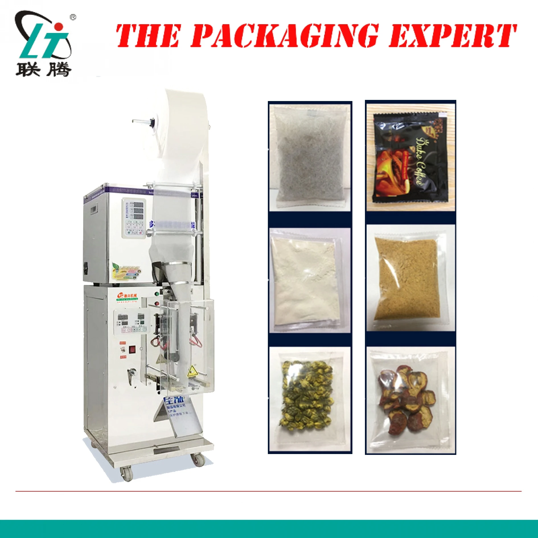 

Automatic Rotating Herb Filling And Weighing Machine Tea Leaf Powder Grain Medicine Seed Salt Rice Packing And Sealing Machine
