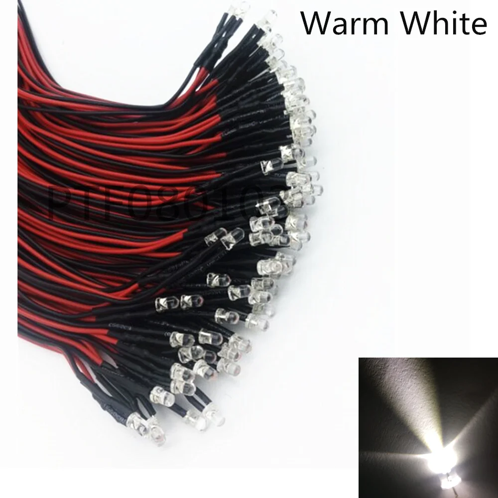 100pcs lot 20cm Pre Wired 3mm 5mm LED Light Lamp Bulb Prewired Emitting Diodes For DIY Home Decoration DC12V | Лампы и освещение