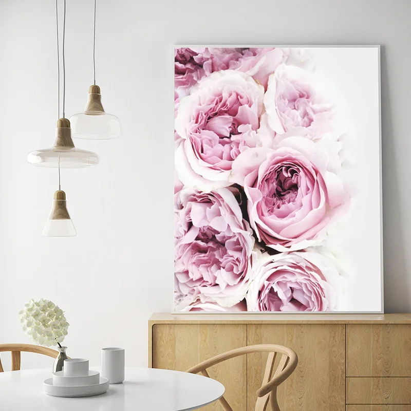 Nordic Canvas Painting Pink Peony Wall Art Decoration Flowers Print Poster Floral Printing Deocoration Living Room Home Decor | Дом и сад