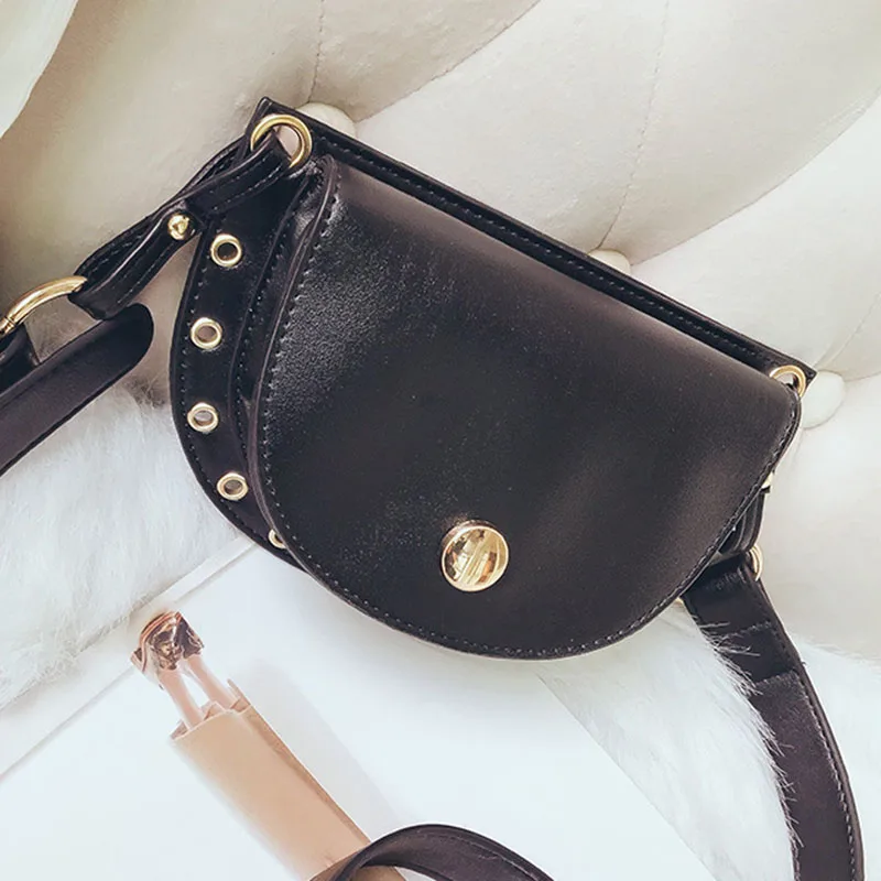 Fashion Women Waist Packs Soft Leather Fanny Bag Pack Summer Girl Rivet Belt Bags High Quality Female Shoulder Bag(Black) | Багаж и сумки